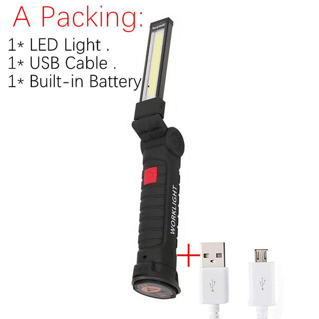 COB LED Multi Function Folding Work Light Set USB Rechargeable LED Flashlight USB Cable Car Charger Battery Charger