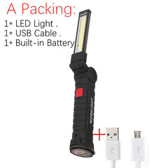 COB LED Multi Function Folding Work Light Set USB Rechargeable LED Flashlight USB Cable Car Charger Battery Charger