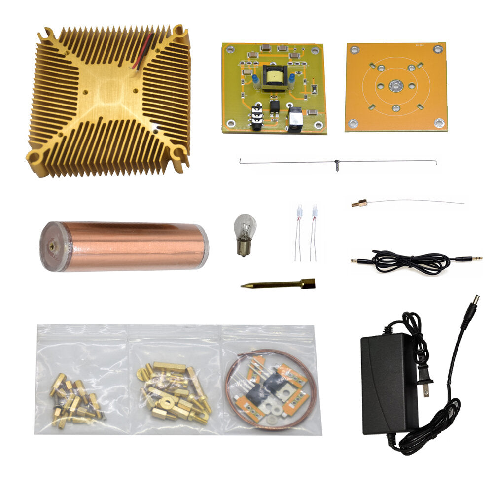 Music Tesla Coil Gold Base Plasma Speaker Wireless Transmission Sound Solid Power Model DIY Kit