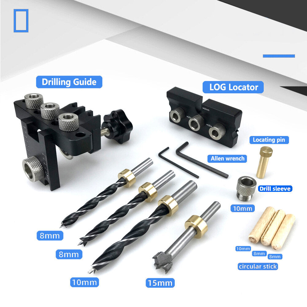 Three-in-One Positioning Hole Puncher for Woodworking - Compact, Durable, CNC Machined, Anodized Finish, 6061 Aluminum Alloy