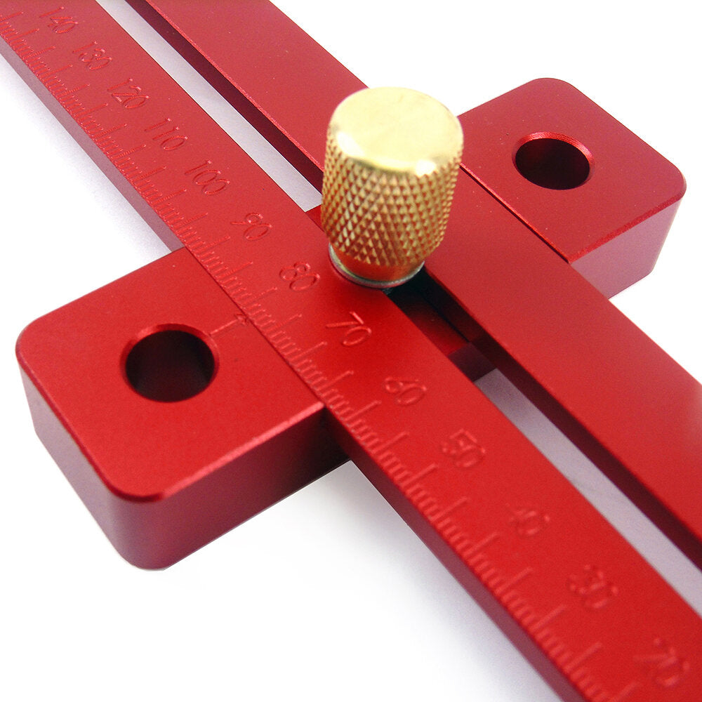 Aluminum Alloy T-Type Hole Ruler 170/270/370mm for Woodworking - Durable Measuring Tool with Clear Scale