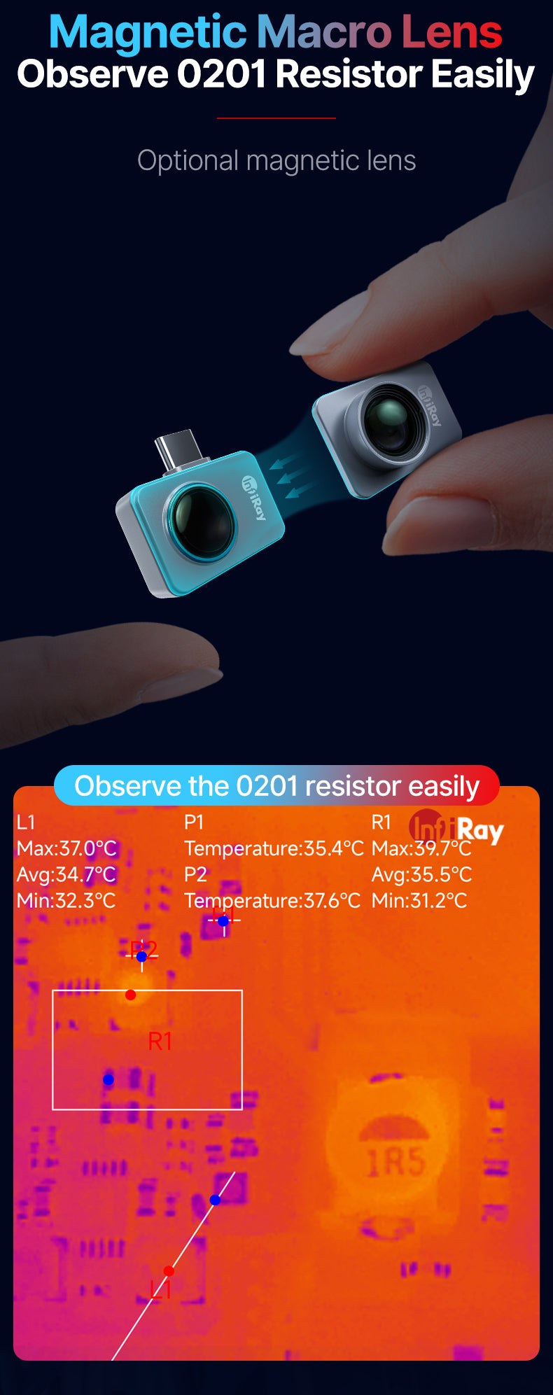 GreenZech Elite Mobile 256 | High-Resolution Smartphone Thermal Camera | 256x192 HD Infrared Imager for PCB & HVAC Diagnostics (Android Type-C)