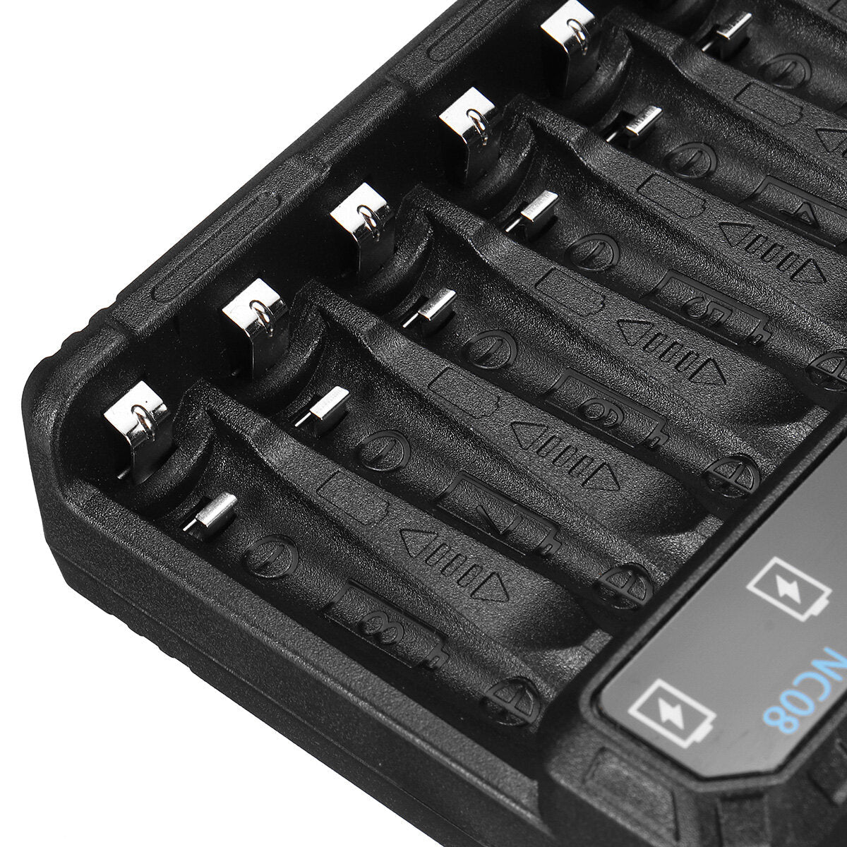 8 Slot Intelligent Type-C 2A Charger For 1.2V Ni-MH/Ni-Cd AA AAA 1.5V Li-ion 14500 10440 Rechargeable Battery