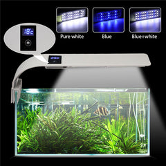 Aquarium Light Clip on Tank Fish ,Plants Grow Lamp with Temperature Display for 40-80cm Tank White and Blue LEDs