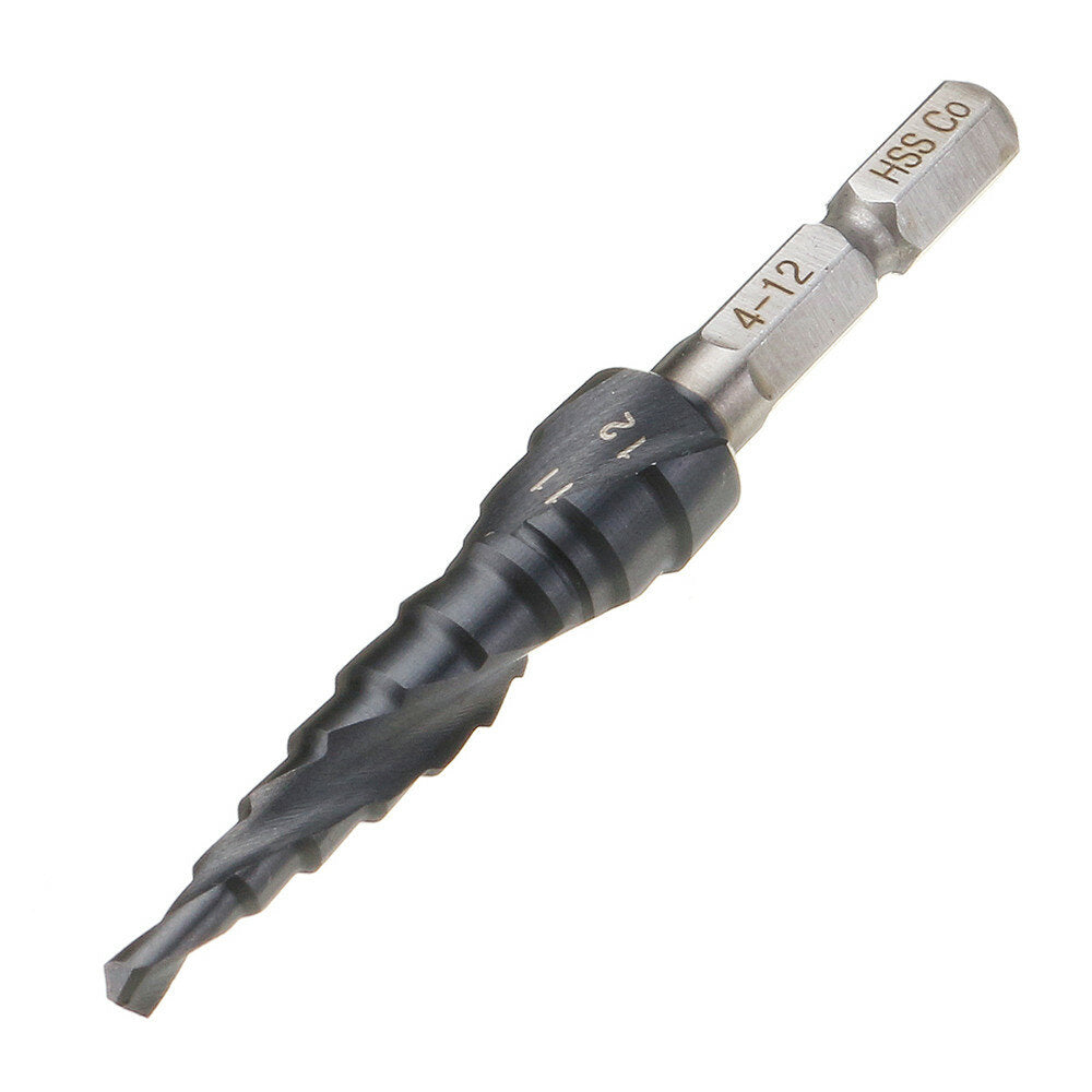 M35 Cobalt Step Drill Bit 3-12/4-12/4-20mm TiAlN Coated Step Drill 1/4 Inch Hex Shank