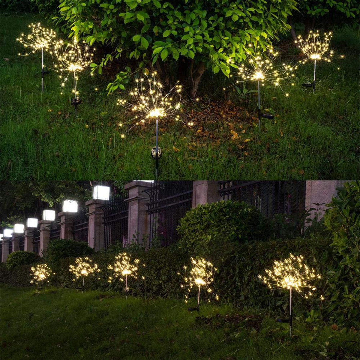 90LED Firework Solar Light 8 Modes Waterproof Outdoor Starburst Path Lawn Garden Decorative Lamp