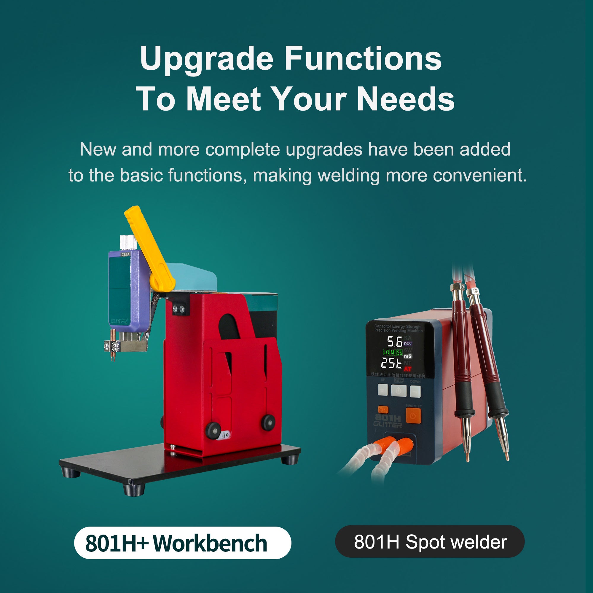 Glitter 801H+ Pulse Spot Welder Workstation 24KW 4000A Lithium Battery Welding Machine With Rocker Arm Adjustable Lift Table