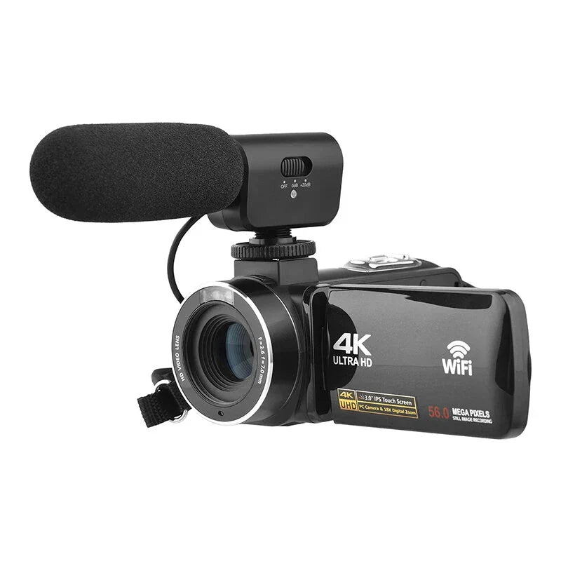 56MP 18X Digital Zoom 4K Digital WiFi Video Camera Camcorder DV Recorder 3.0 Inch IPS Touch Screen Anti-shake IR Night Vision Camcorder