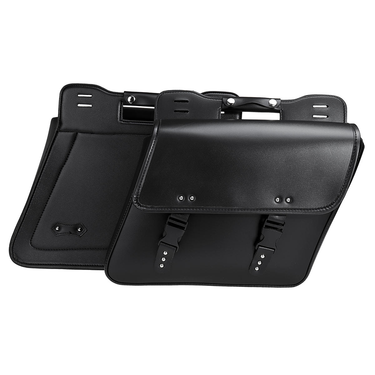Motorcycle Saddlebags Tool Luggage Saddle Bag Black PU Leather Universal