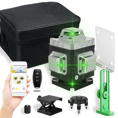 8/12/16 Line 360 4D Line Laser Level Green Light Self Leveling Cross Measure Tool Kit