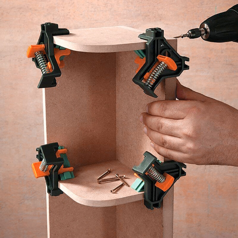4pcs Adjustable 90 Degree Corner Clamp for Woodworking, Single-Handed Operation, Durable Right Angle Clips