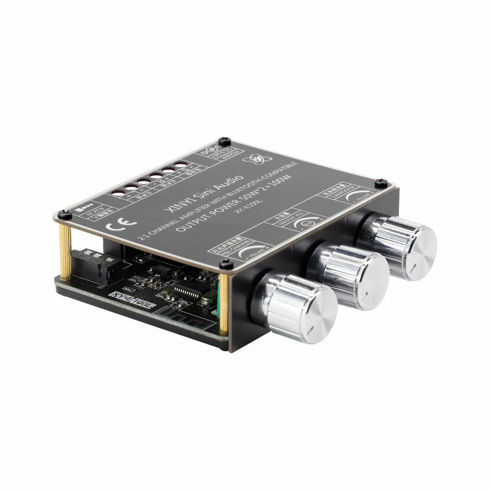 50Wx2+100W 2.1 Channel Bluetooth Audio Power Amplifier Board Module High and Low Tone Subwoofer APP Control E100L DC9-24V