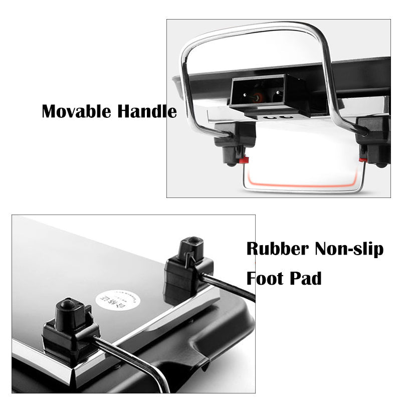 211V Electric BBQ Grill Kitchen Teppanyaki Smokeless Non-stick Surface Adjustable Temperature Grill for Barbecue Tools