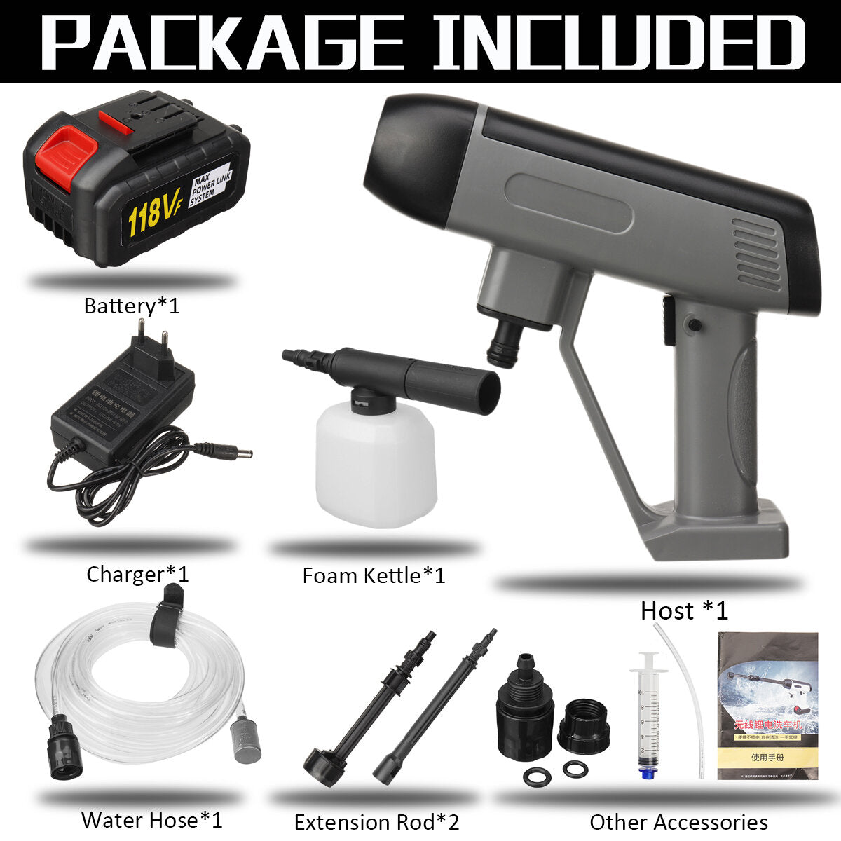 48VF/88VF/118VF Cordless High Pressure Washer Car Washing Machine Water Spray Guns Car Cleaner