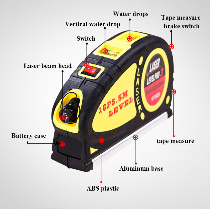 Multifunction Infrared Laser Level Scale With Tape Measure