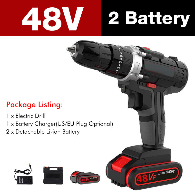 7500mAh 2 Speed Electric Drill 25+3 Torque Power Driver Drills Multi-function Rechargeable Hand Drill