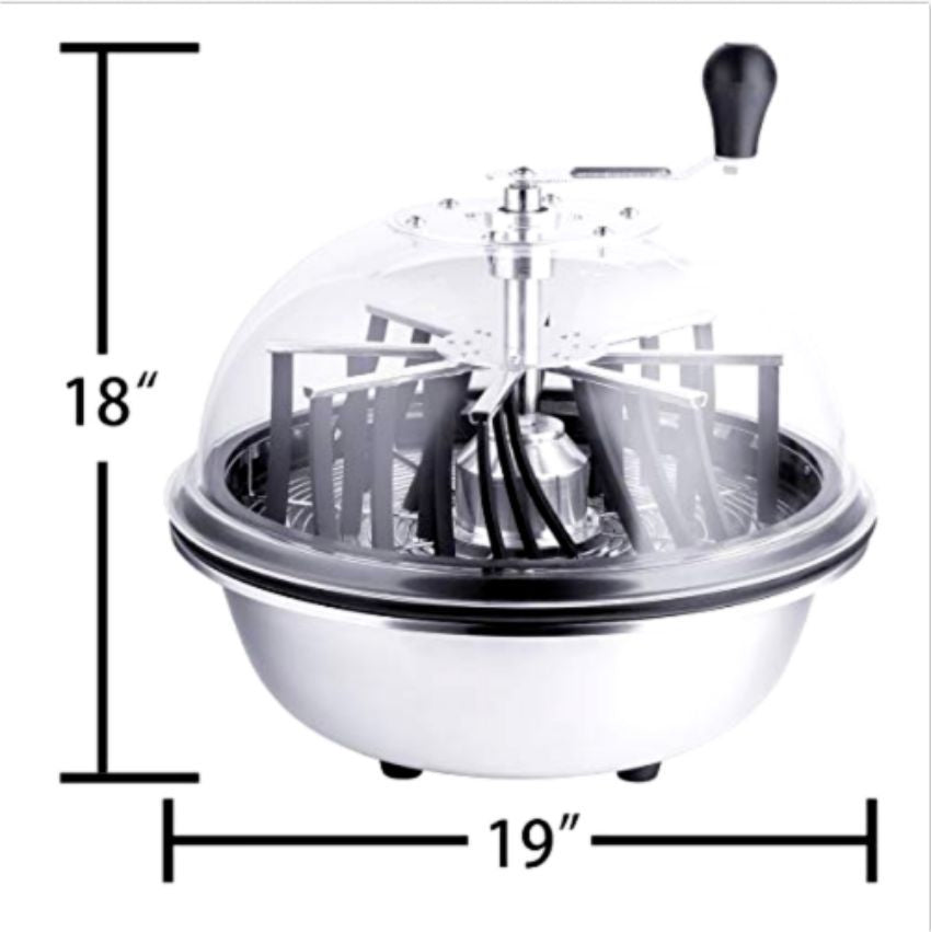 Greenzech Manual Bowl Leaf Trimmer 19" – Stainless Steel Spin Cut Hydroponic Bud Trimmer with Clear Lid