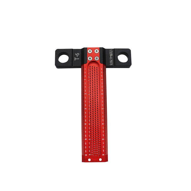 6/12 Inch Woodworking T-Ruler - Aluminum Alloy Hole Marking Tool for Accurate Drawing and Measurement
