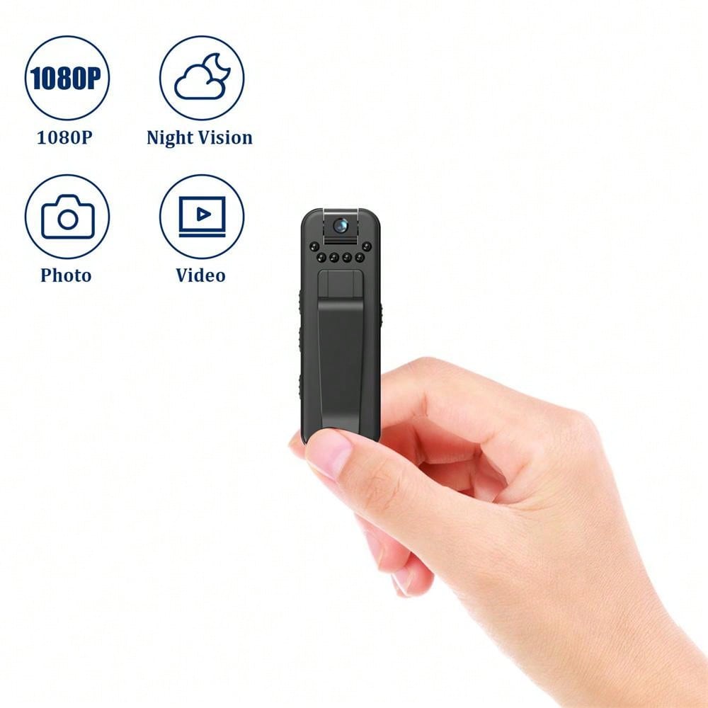 8MP 1080P USB Action Camera, 90° Angle, Rechargeable Battery, Black, ABS Material, No Stabilization, Recording Function