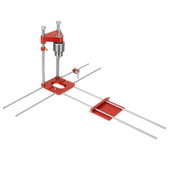 Adjustable Aluminum Alloy Woodworking Drill Locator with Extension Rods, Flip Stops & Wrench for Precision Drilling
