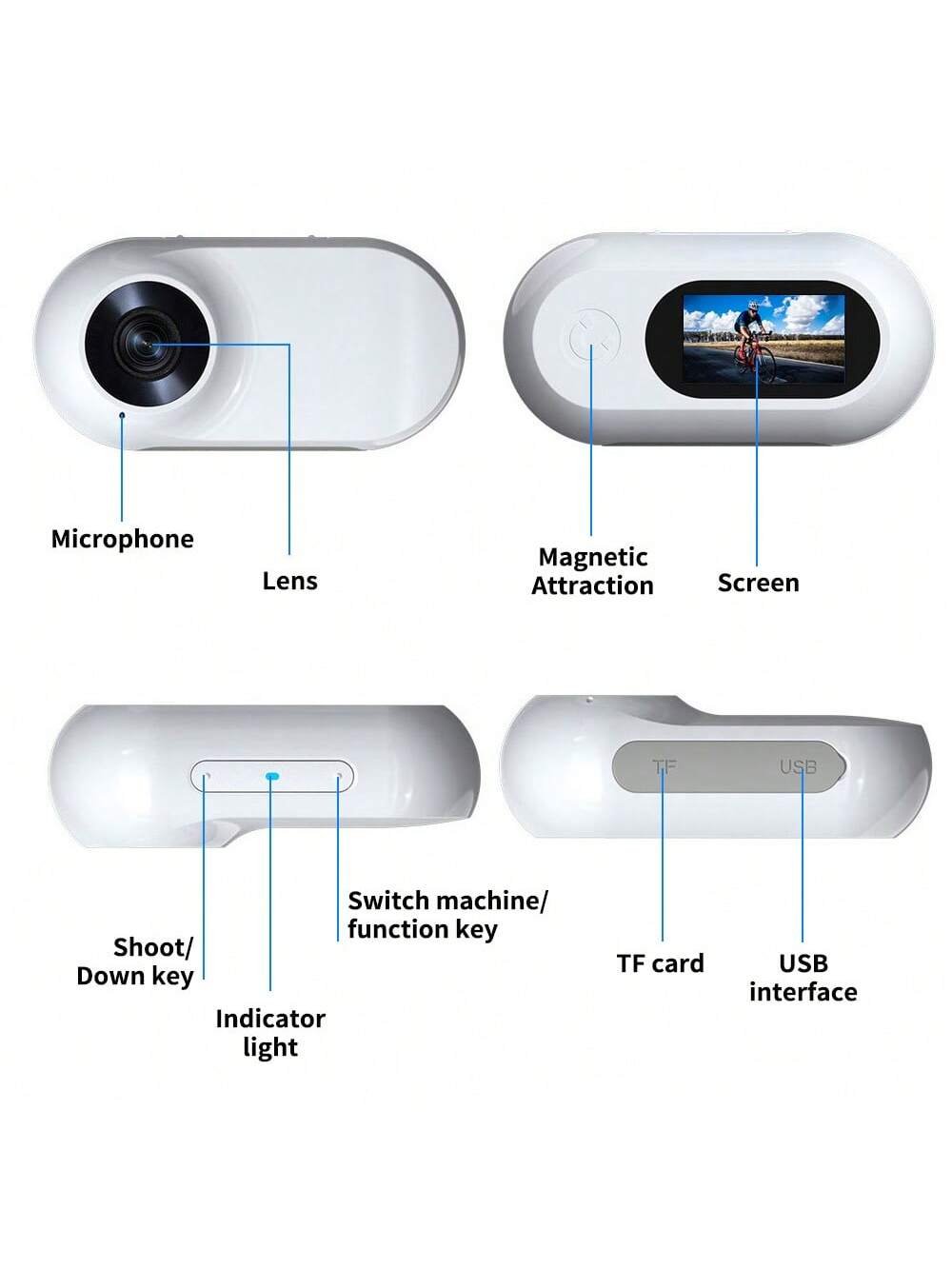 Portable 1080P Action Camera, Mini Wearable Safety Cam with EIS, Night Vision, Ideal for Travel, Sports, Vlogs, and Outdoor Use