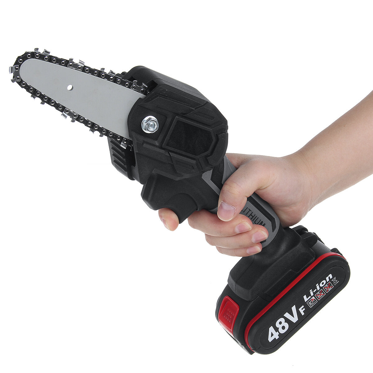 48V 4Inch Rechargeable Electric Chain Saw Cordless Chainsaw Woodworking Wood Cutter