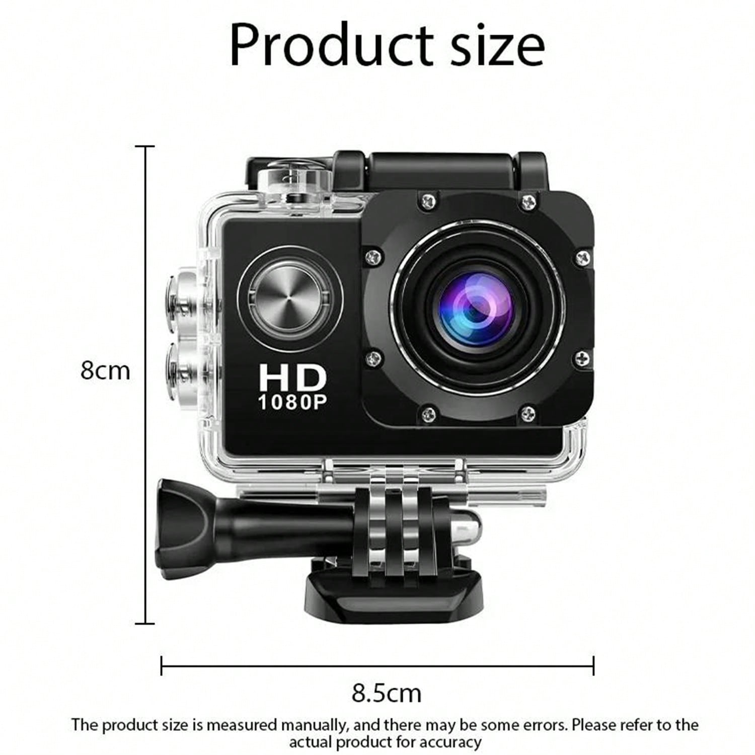 2MP 1080P USB Sports Action Camera, Waterproof, 90° Angle, 60FPS, ≤2" Display, PC Material, USB Power Supply