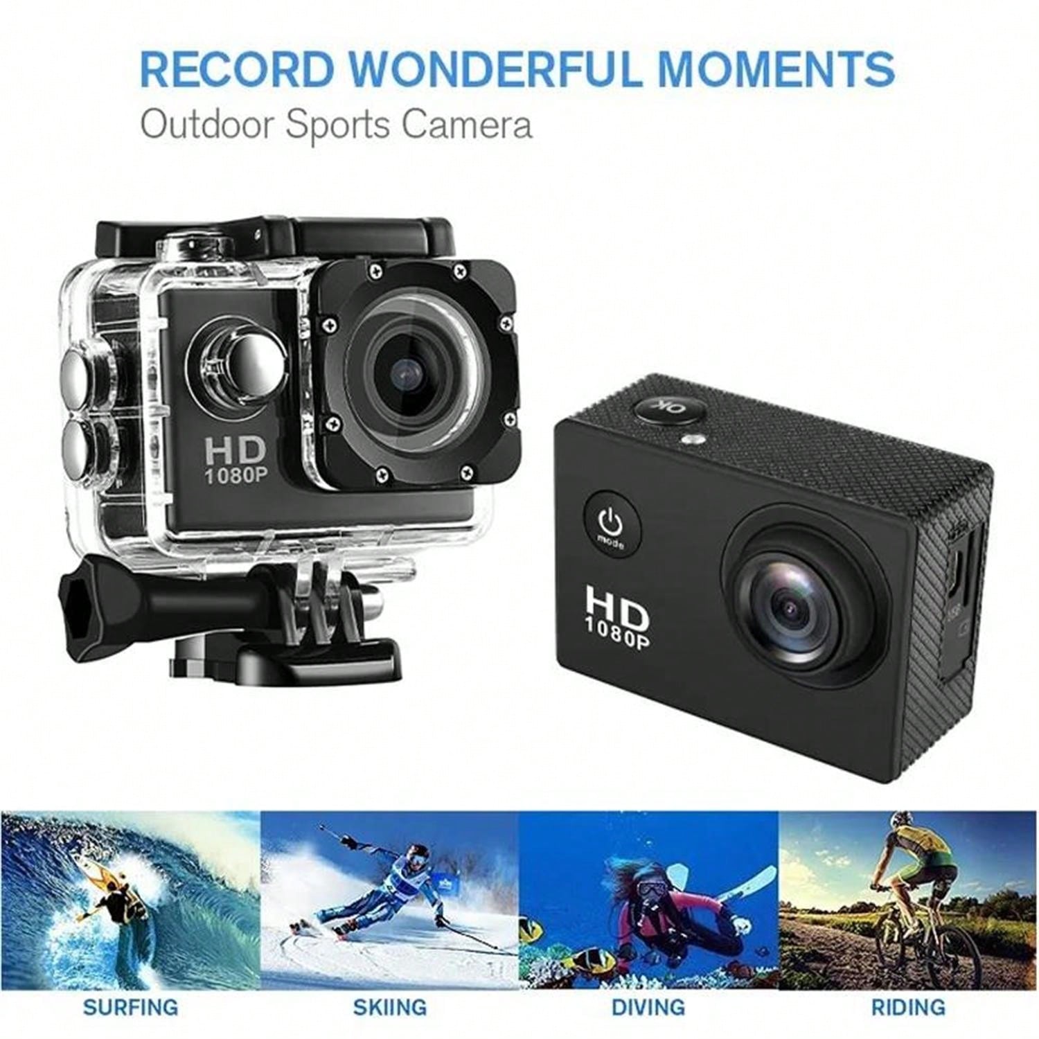2MP 1080P USB Sports Action Camera, Waterproof, 90° Angle, 60FPS, ≤2" Display, PC Material, USB Power Supply