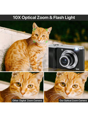 5600 Megapixels 5K Digital Camera, 10x Optical Zoom, Dual Cameras, 2.8-Inch IPS Touchscreen, 64GB Card Included