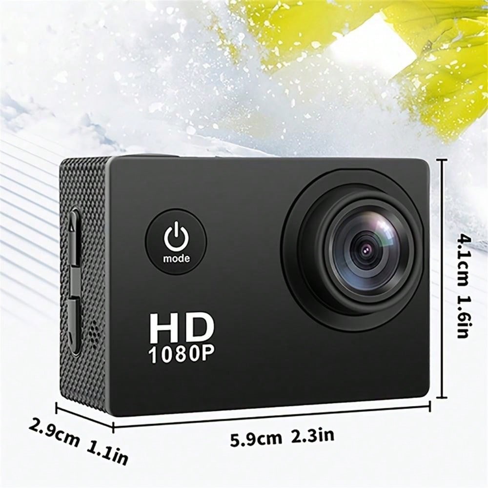 HD 1080P Sport Action Camera with 2" LCD, 5MP, 140° Wide Angle, Waterproof, 900mAh Battery for Outdoor Sports