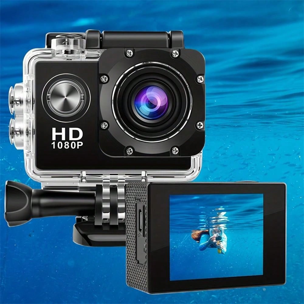 HD 1080P Sport Action Camera with 2" LCD, 5MP, 140° Wide Angle, Waterproof, 900mAh Battery for Outdoor Sports