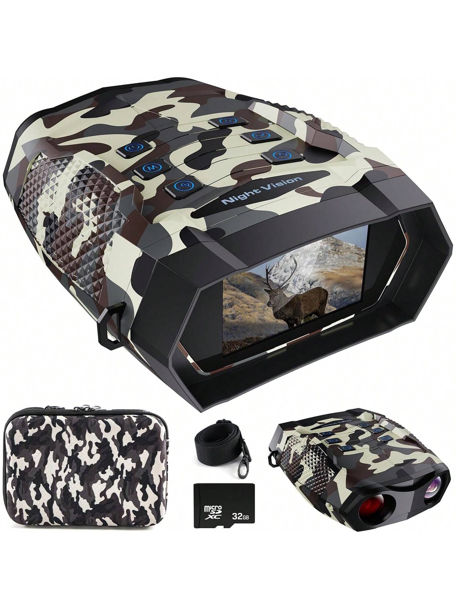 48MP Night Vision Goggles with 4K Video, 8x Zoom, 3" Screen, 20-Hour Battery, Ideal for Hunting - Includes 32GB SD Card