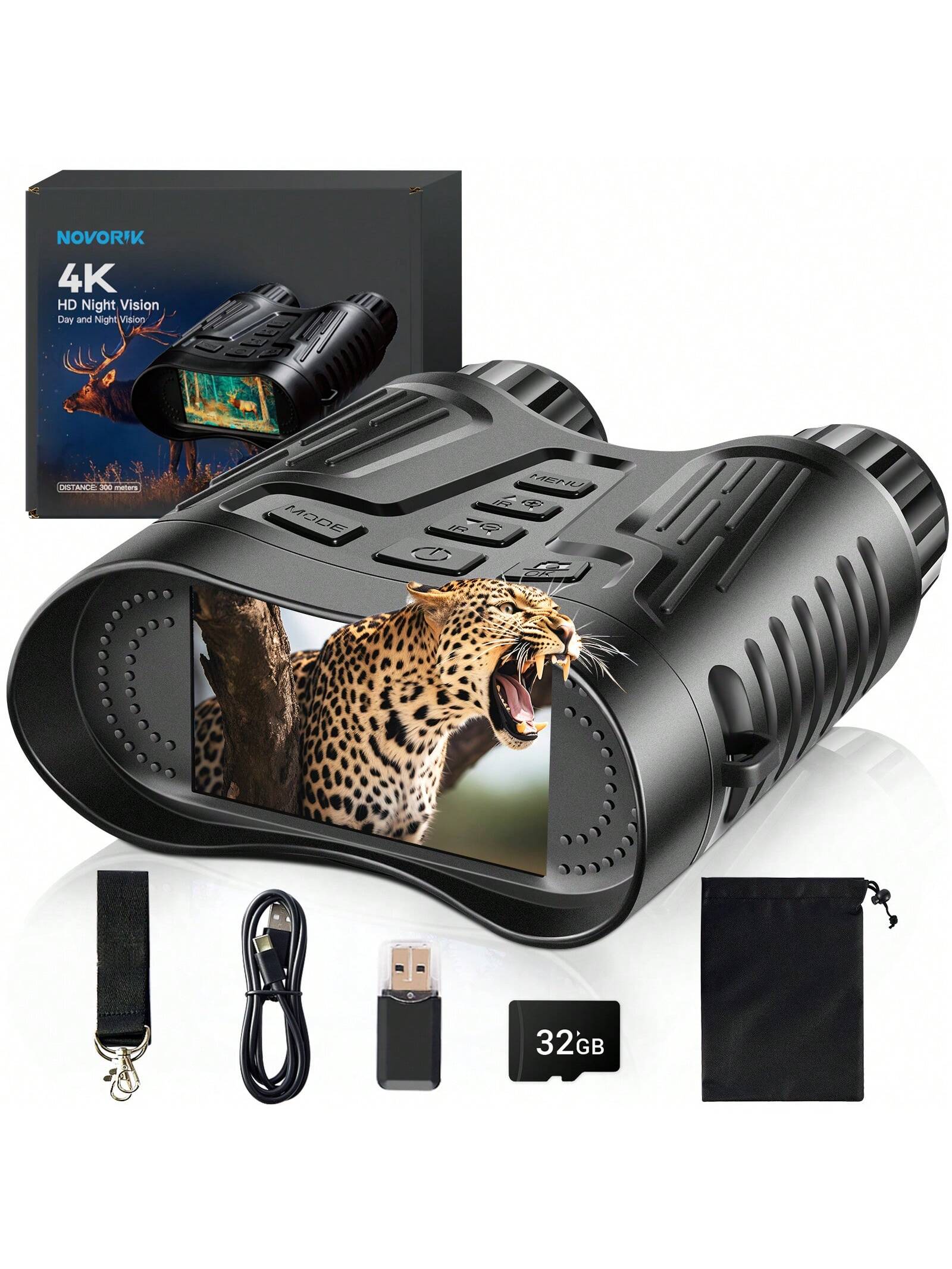 4K Night Vision Goggles with 850NM Infrared, 36MP Photos, 4K Video, 8x Zoom, 1,312ft Range, Waterproof