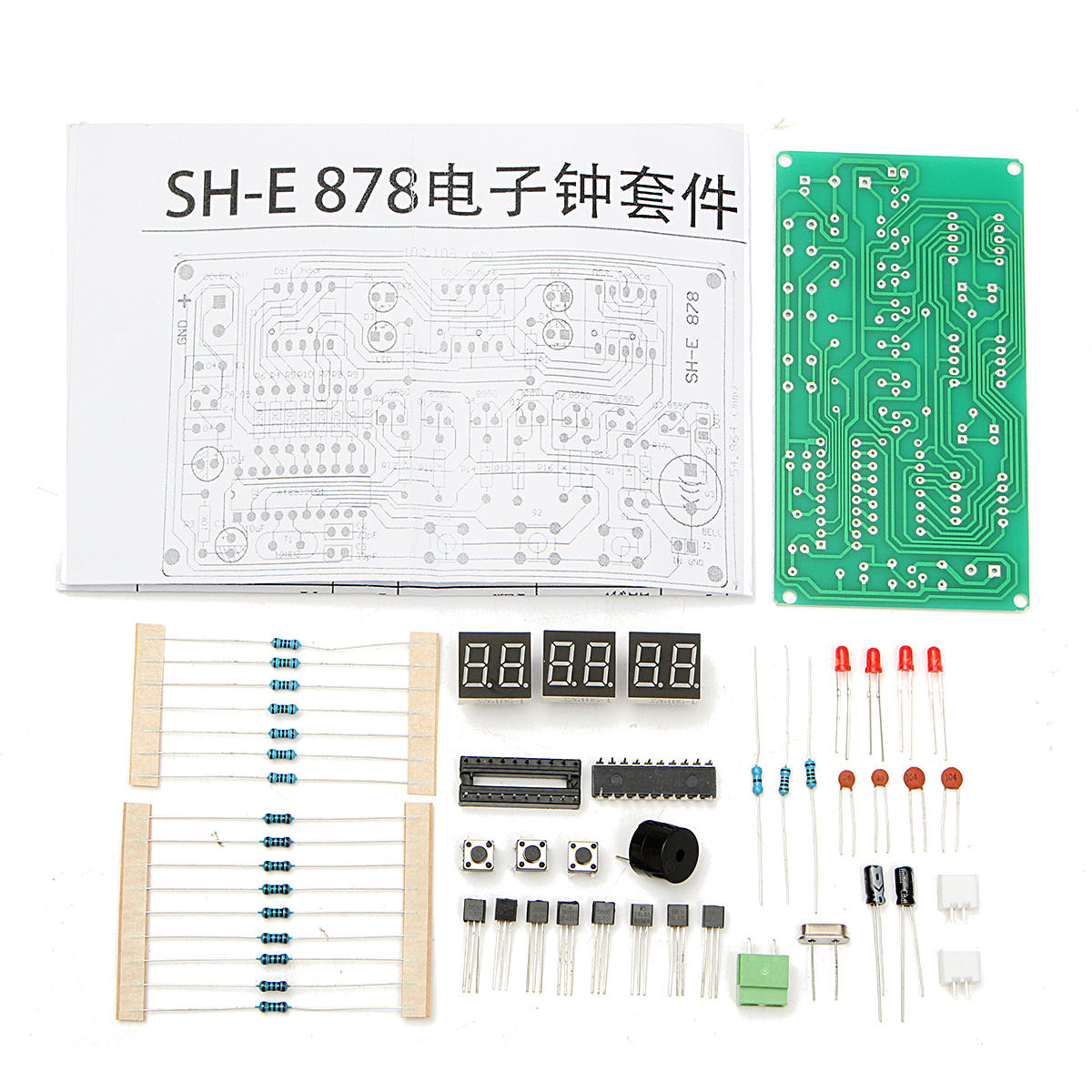 5pcs 5V-12V AT89C2051 Multifunction Six Digital LED DIY Electronic Clock Kit
