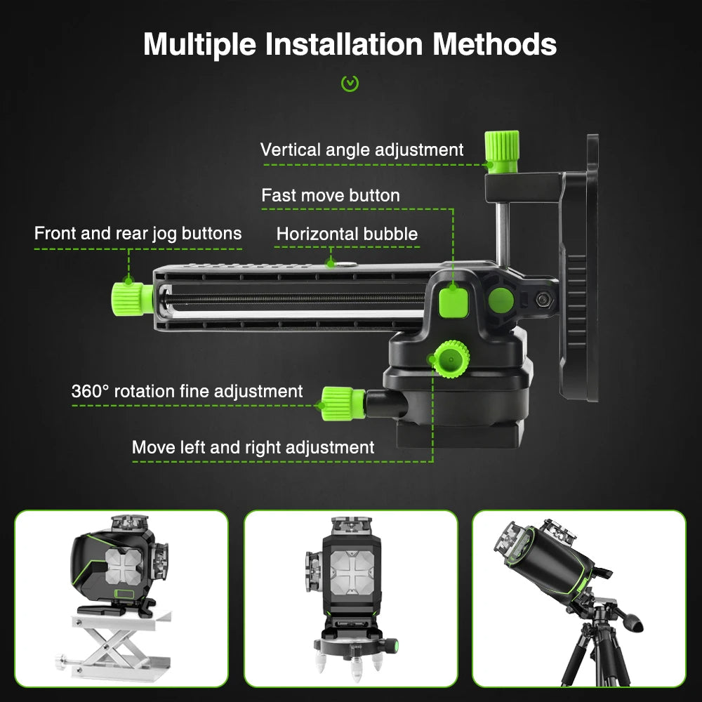 4D 16 Line Laser Level Self-Leveling LCD Screen Bluetooth Connectivity Rechargeable Battery IP54 Waterproof Type-C Charging