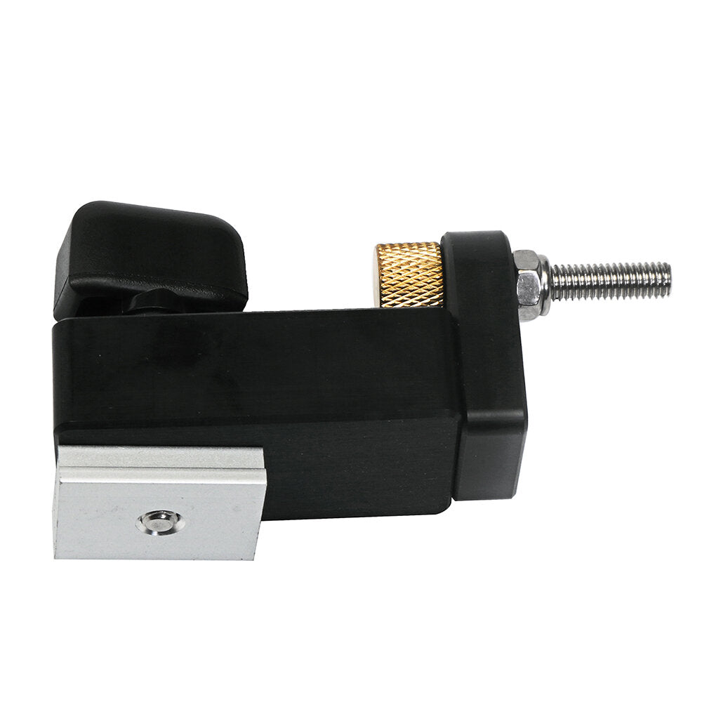 Adjustable Black Aluminum Miter Stop for Woodworking - Sturdy Flip Stop with 10mm Micro-Adjustment, T-Track Compatible