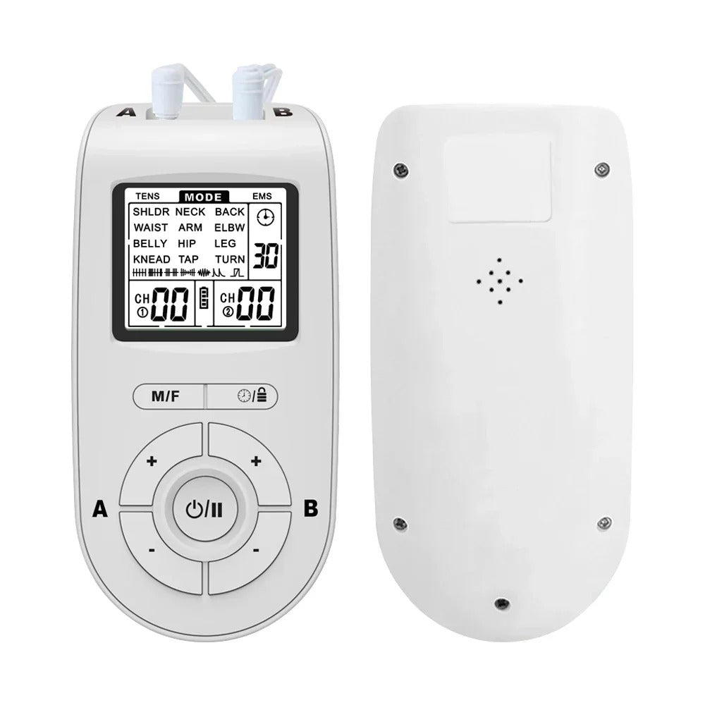 Portable TENS Muscle Stimulator - 24 Modes, Dual Output, USB Rechargeable Physiotherapy Device for Body Relief