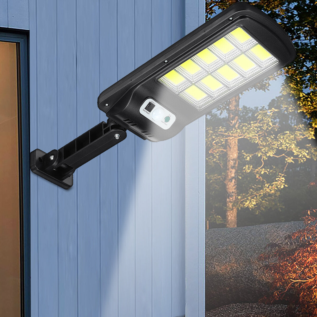 10/12 COB LED Solar Wall Light Garden Security Street Lamp PIR Motion Sensor Remote Control