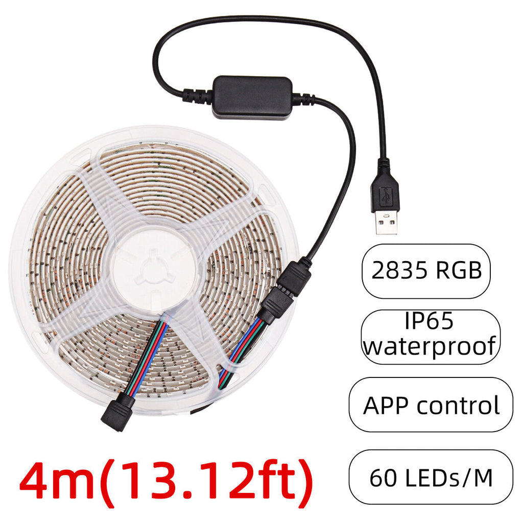 1-5M USB LED Lights Strip 2835 RGB APP Control IP65 Waterproof TV Back Light Waterproof