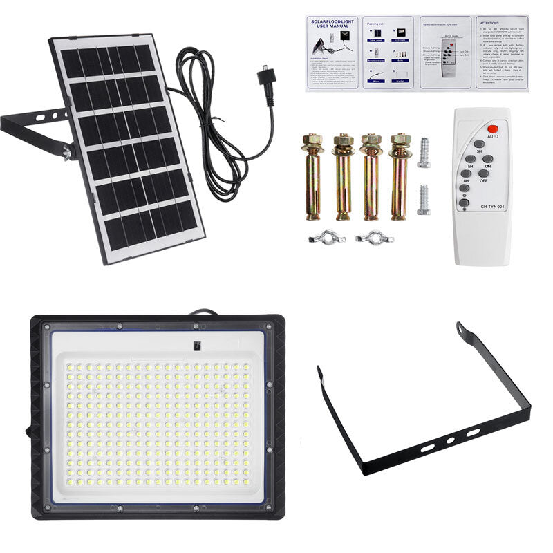 77/128/247/368LED Solar Flood Light SMD2835 Outdoor Garden Street Wall Lamp + Remote Control