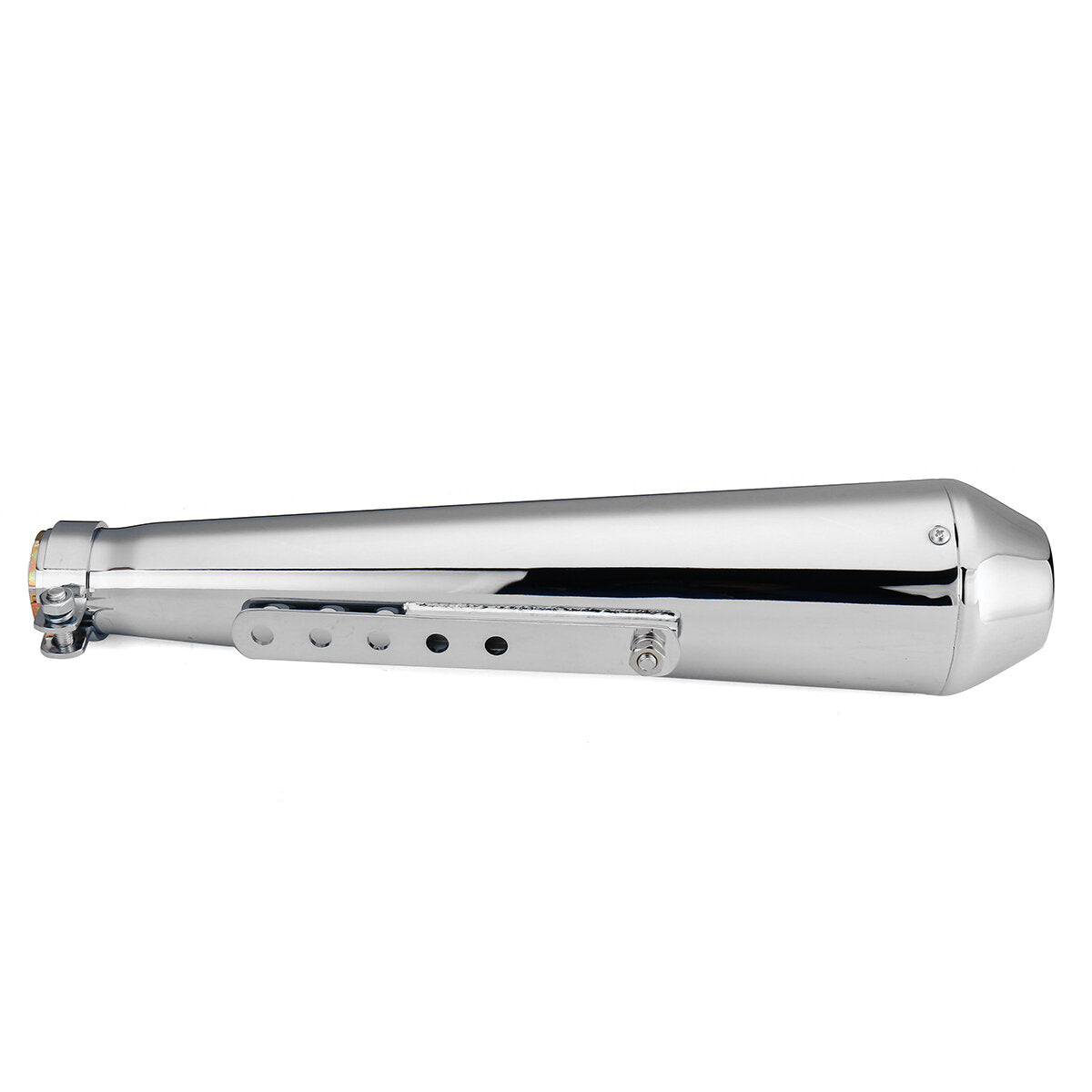 2X Motorcycle Cafe Racer Rear Exhaust Pipe with Sliding Bracke Silver Universal