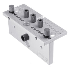 3 in 1 Woodworking Hole Punch Guide Dowel Jig for 15-30.5mm Thickness - Aluminum Alloy, Ergonomic Design, Silver/Black