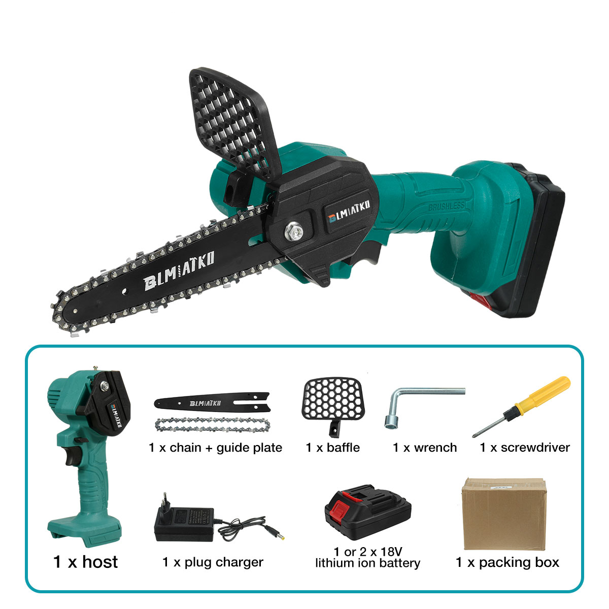 6" 3000W 88VF Cordless Electric Chainsaw Handheld Saw Wood Cutter +2 Battery