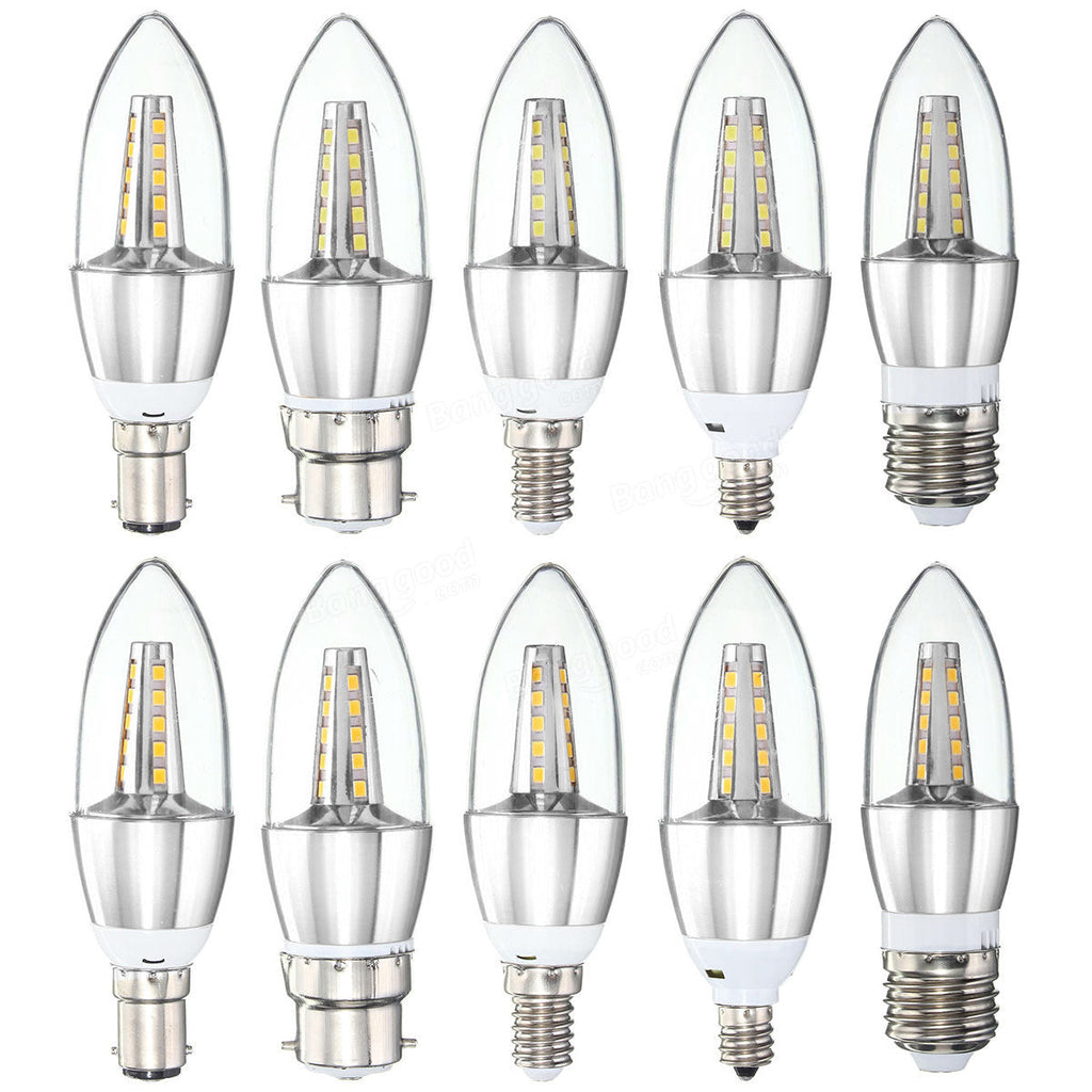 E27 E14 E12 B22 B15 4W 25 SMD 2835 LED Warm White White Candle Light Lamp Bulb AC85-265V