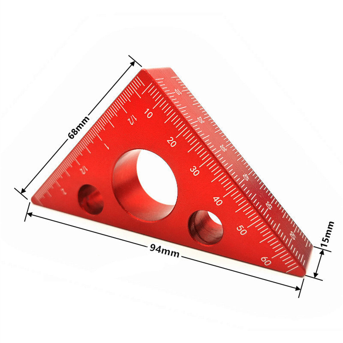 Aluminum Alloy Triangle Ruler - Laser-Engraved Scales, Compact & Portable, Anti-Rust, 45-Degree Angle, Red/Blue Options
