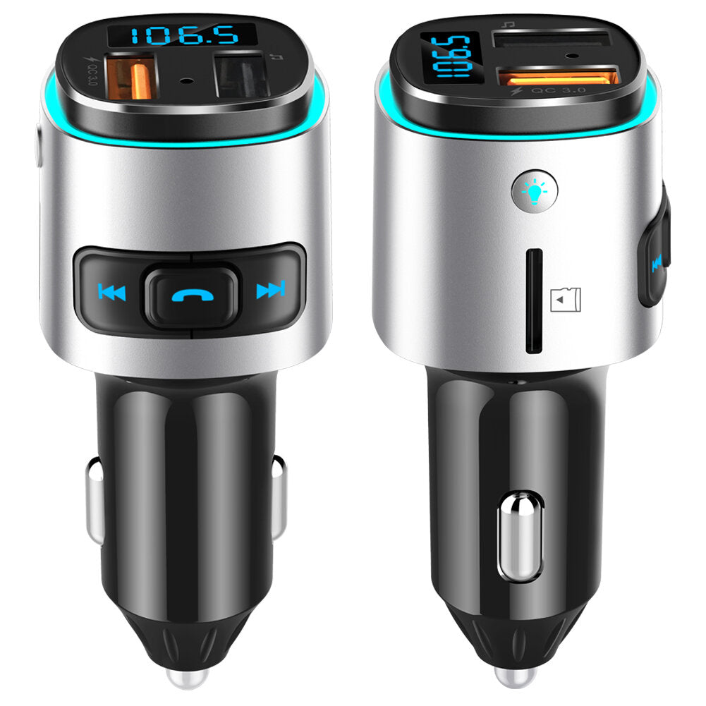 Car Bluetooth FM Transmitter QC 3.0 USB Car Charger Colorful LED Light Bluetooth Audio Adapter Music Play Hands Free Calls