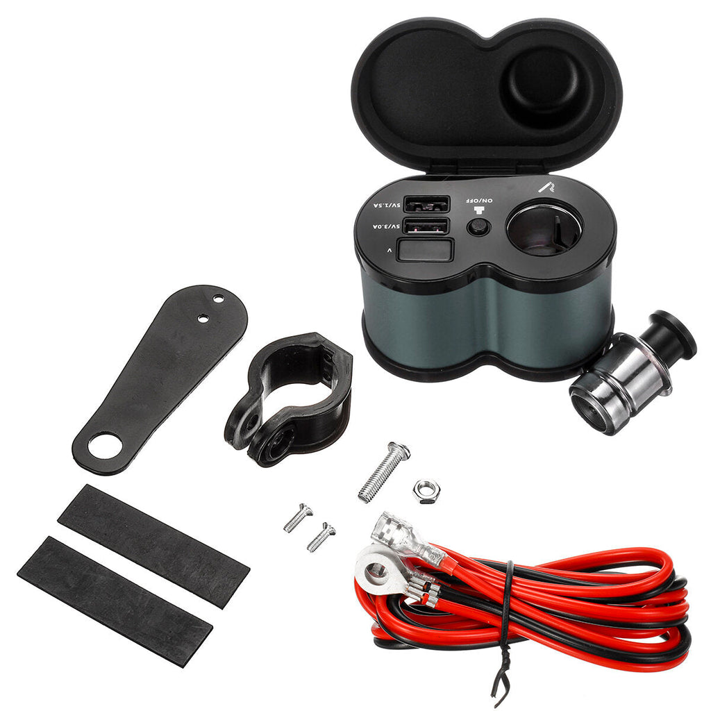 12V-24V 1.5A/3A Digital Voltmeter Quick Fast Charge Dual USB Charger Adapter Cell Phone Waterproof Socket For Motorcycle Scooter Electric Bike