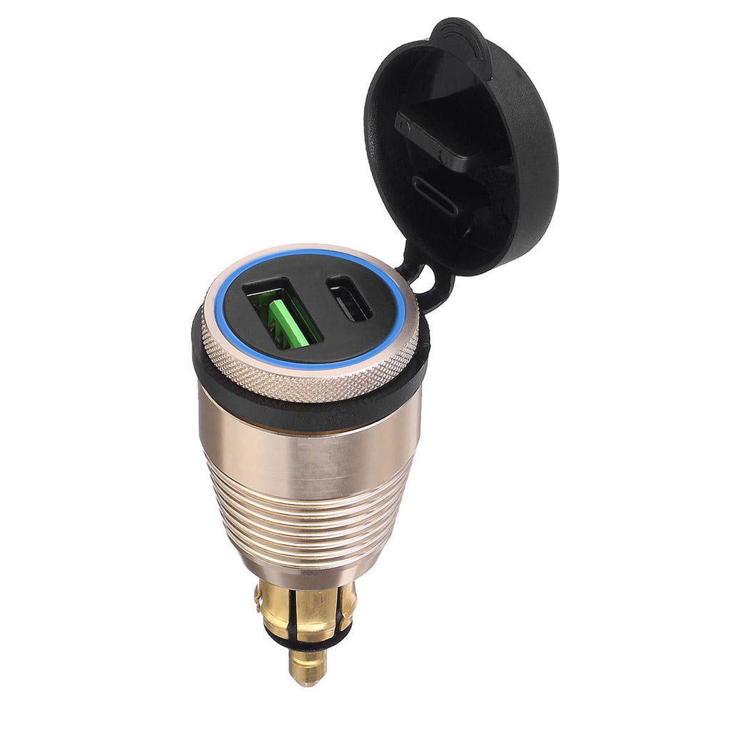 Type-C USB Car Charger Waterproof General Quick USB Charger Socket Charger Blue Light