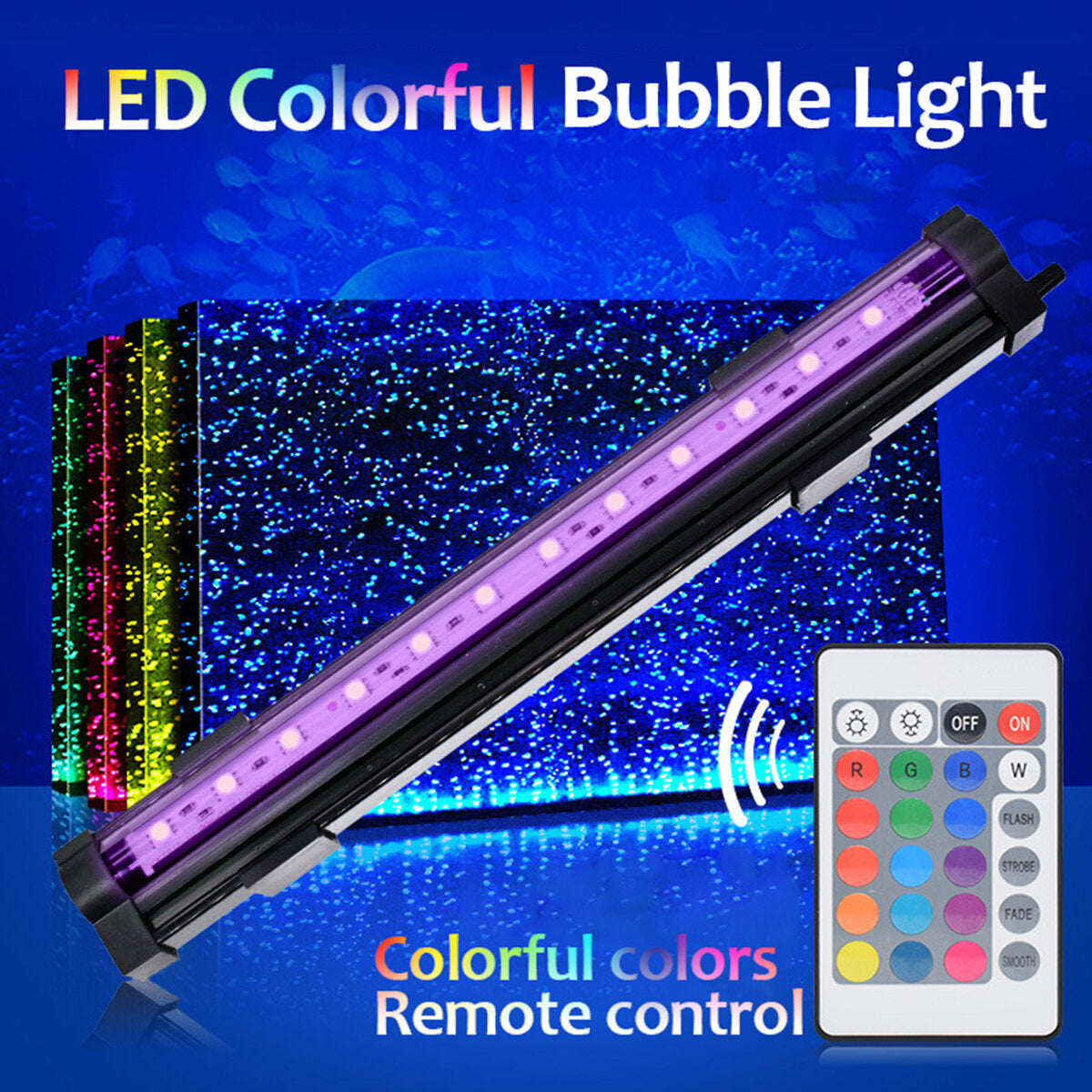 Fish Aquarium Tank Underwater Submersible RGB Color Change LED Air Bubble Light