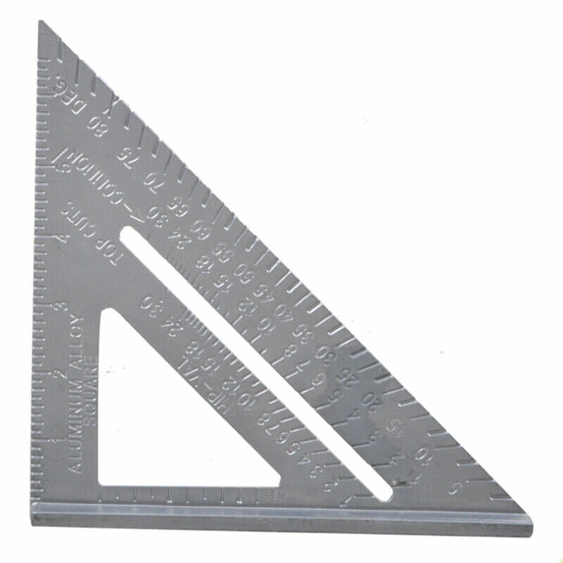 7" Aluminum Alloy Triangle Ruler - 45° Right Angle Gauge for Woodworking & Decoration, 1mm Resolution